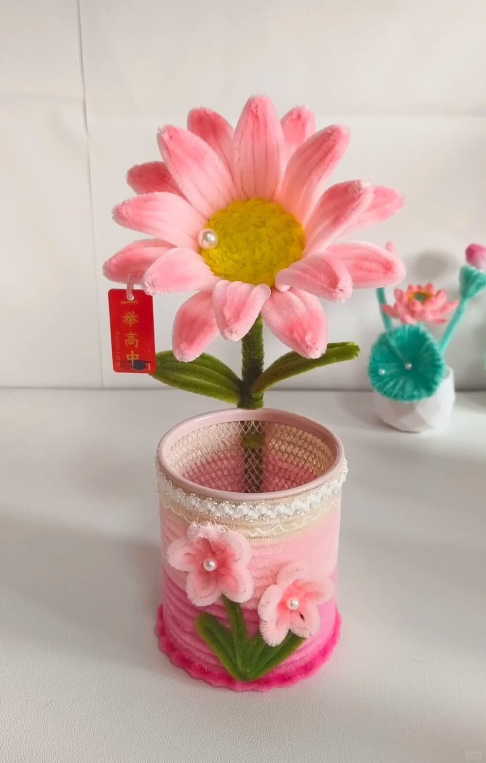 Pink Daisy Pen Holder